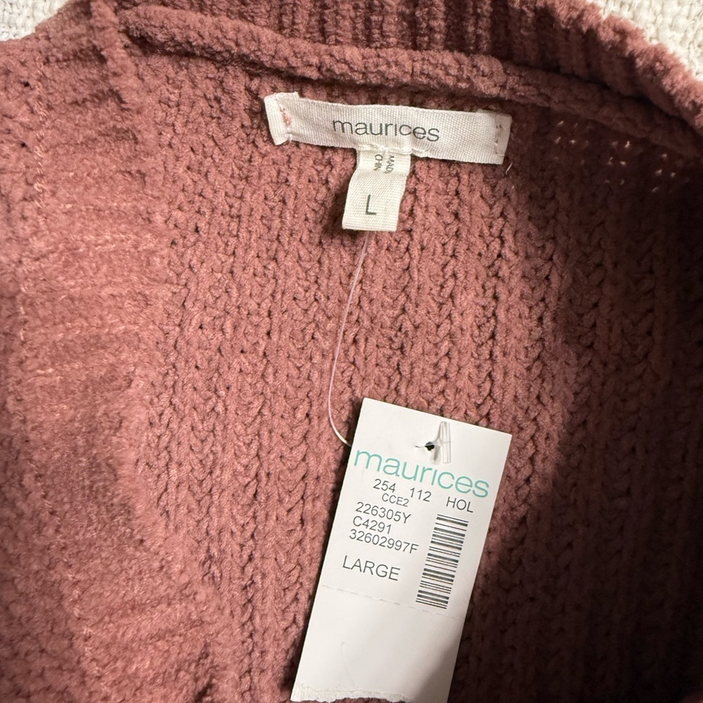 Maurices Mauve Textured Crew Neck Sweater - Picture 3 of 7